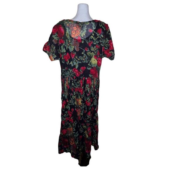 Vintage 90s Cotton Lined Gauzy Boho Grunge Dress Womens Size L Black - Picture 4 of 8